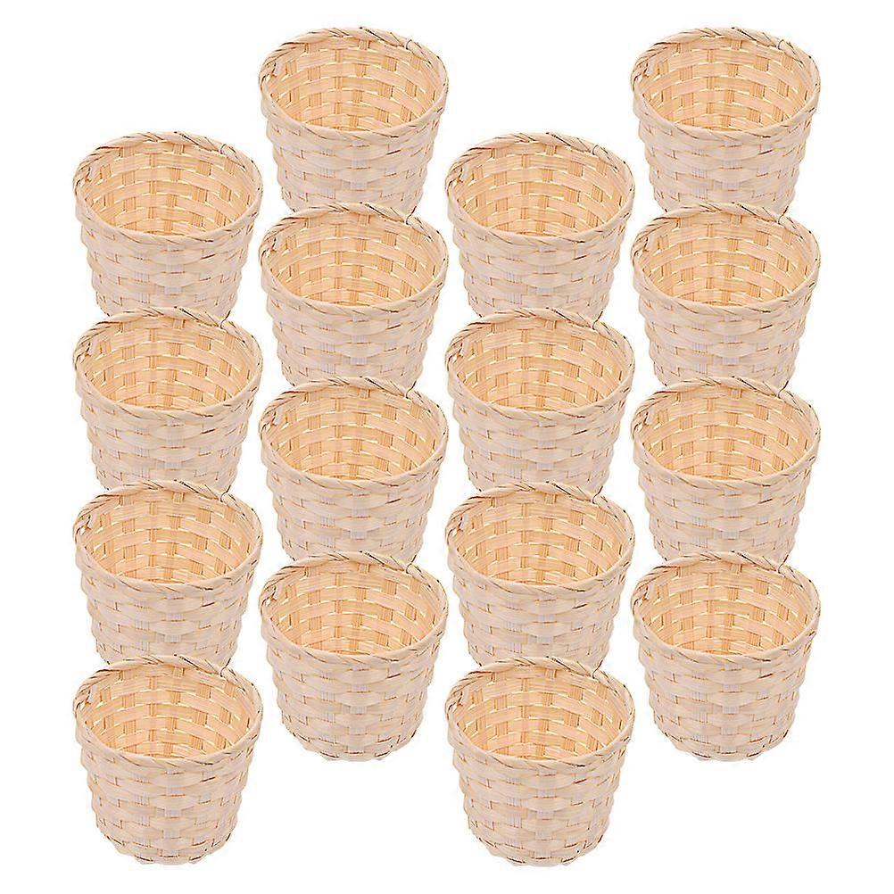 Rustic Bamboo Mini Woven Basket for Storage 20Pcs Desktop Organizer Set