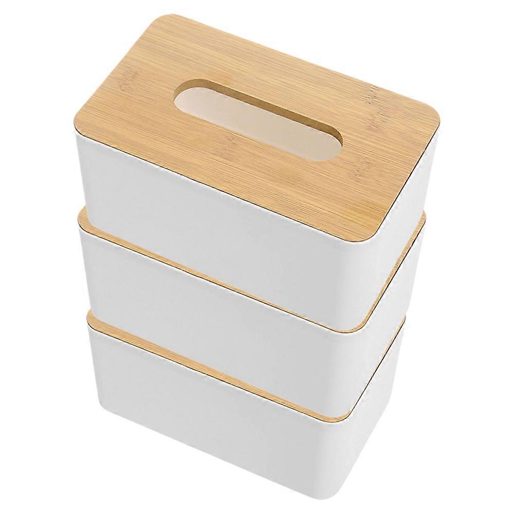 Tissue Dispenser Box 3Pcs Rectangular Design Suitable For Bathroom Daily Life With Slip-resistant Base Feature