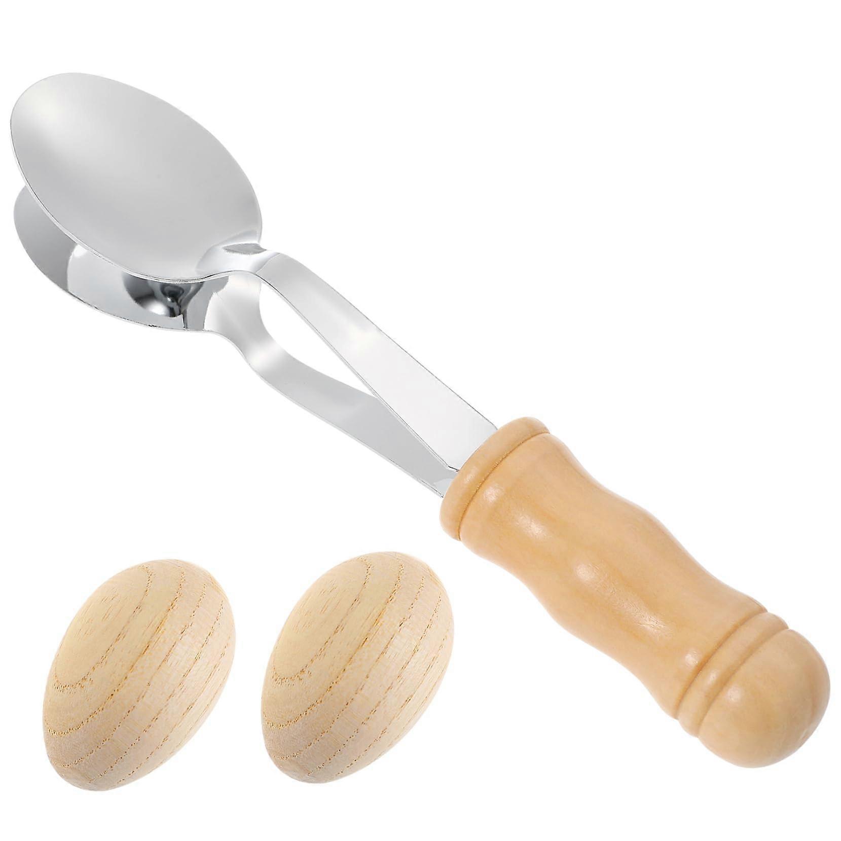 Musical Spoons with Wooden Handle and Egg Shakers Set for Folk Music Rhythm and Unique Percussion Sounds
