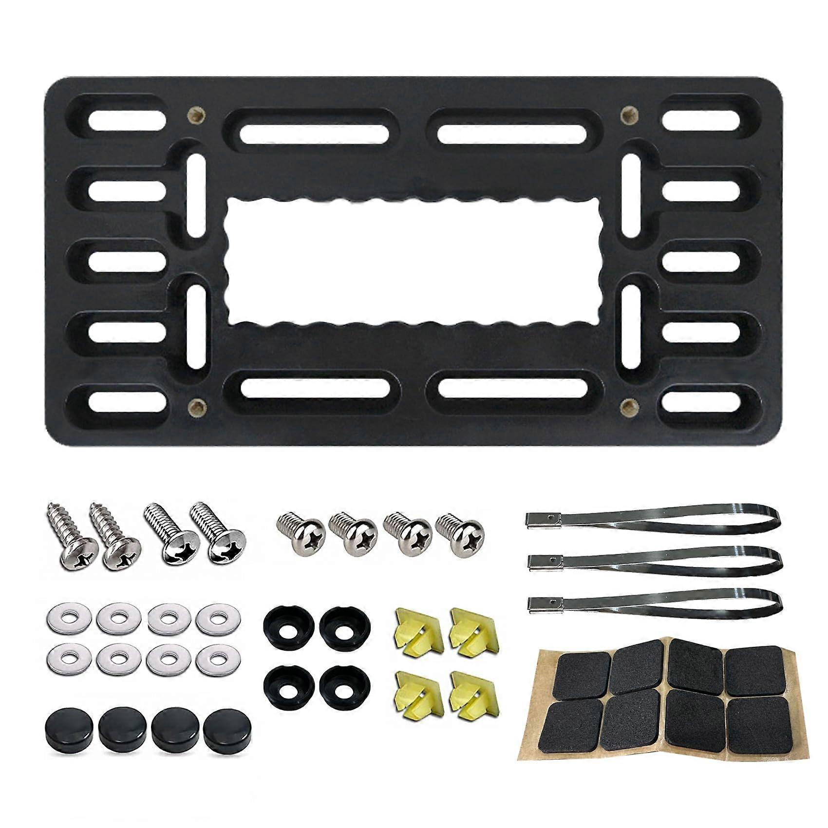 No Drill License Plate Bracket Universal Front Mount Holder Weather Resistant ABS with Zip Ties