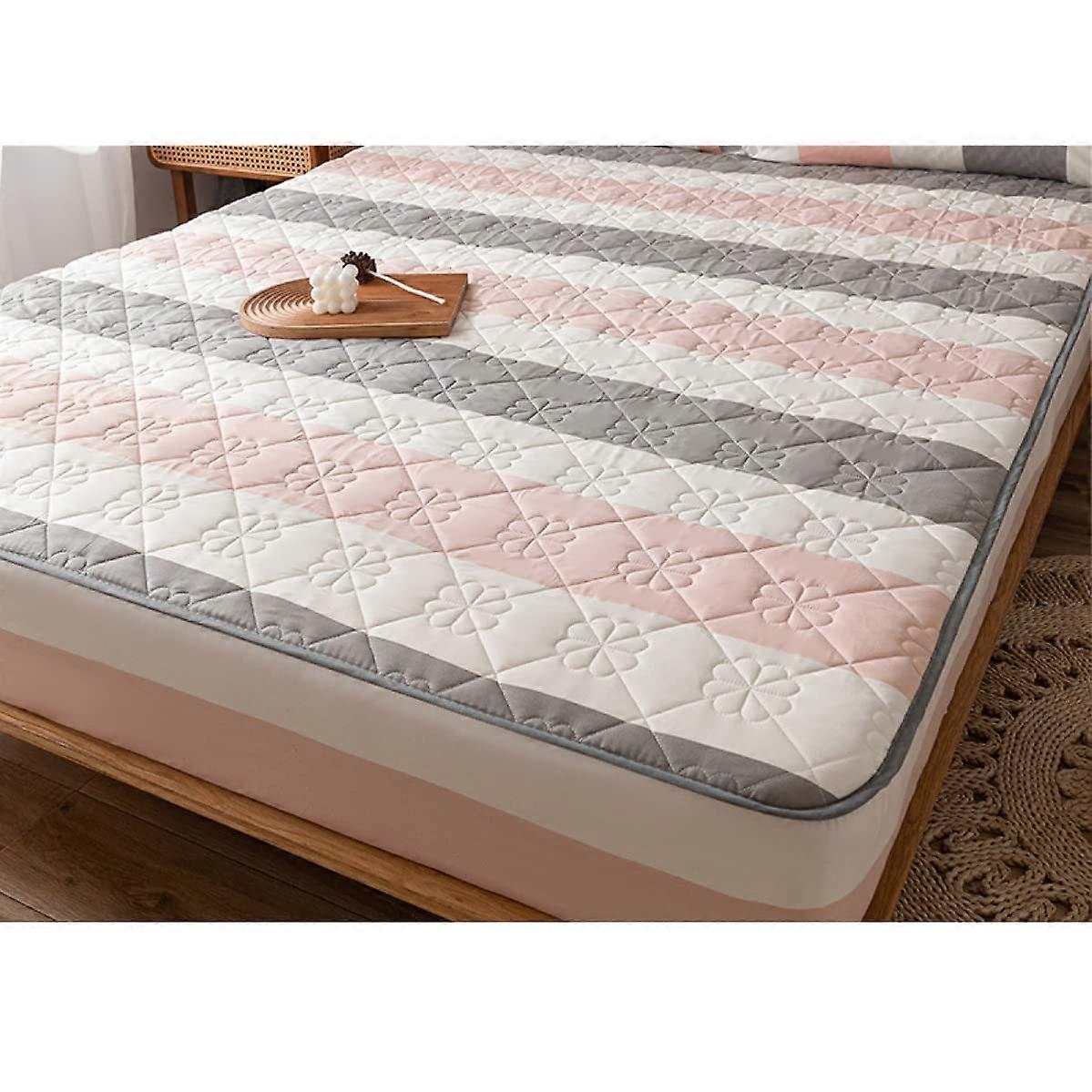 Integrated Mattress Pad Set with Pillowcases, Breathable Wrinkle Fit for Single Bed 150x200cm