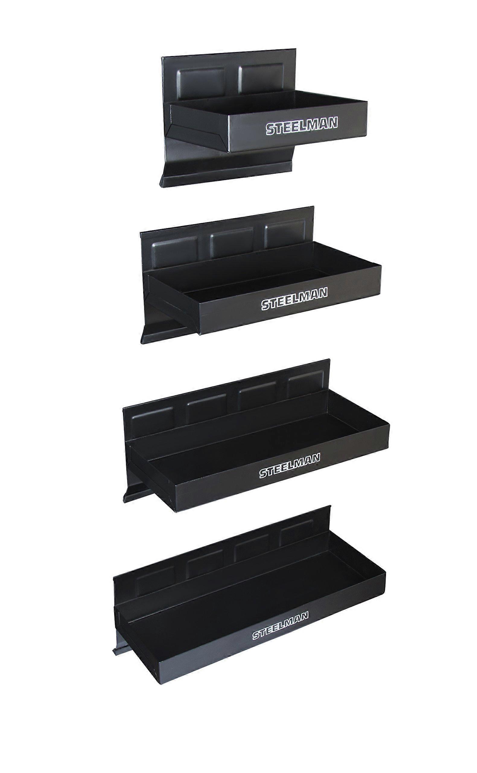 Magnetic Tool Tray Set with HeavyDuty Steel Build, MultiSize Storage for Toolboxes, 4Piece