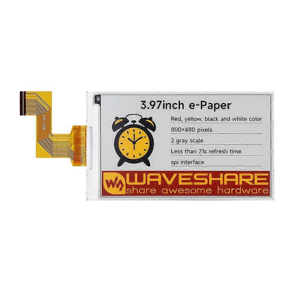 Waveshare RPi 3.97inch E-Paper E-Ink Display HAT SPI 800x480 Red/Black / White/Yellow for Arduino STM32 Jetson Nano B