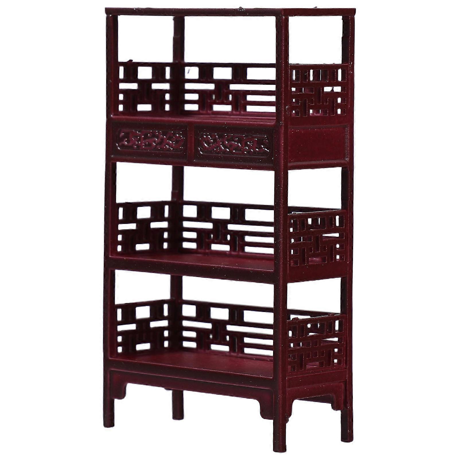 Mini Display Shelf Dollhouse Storage Unit for DIY Brown