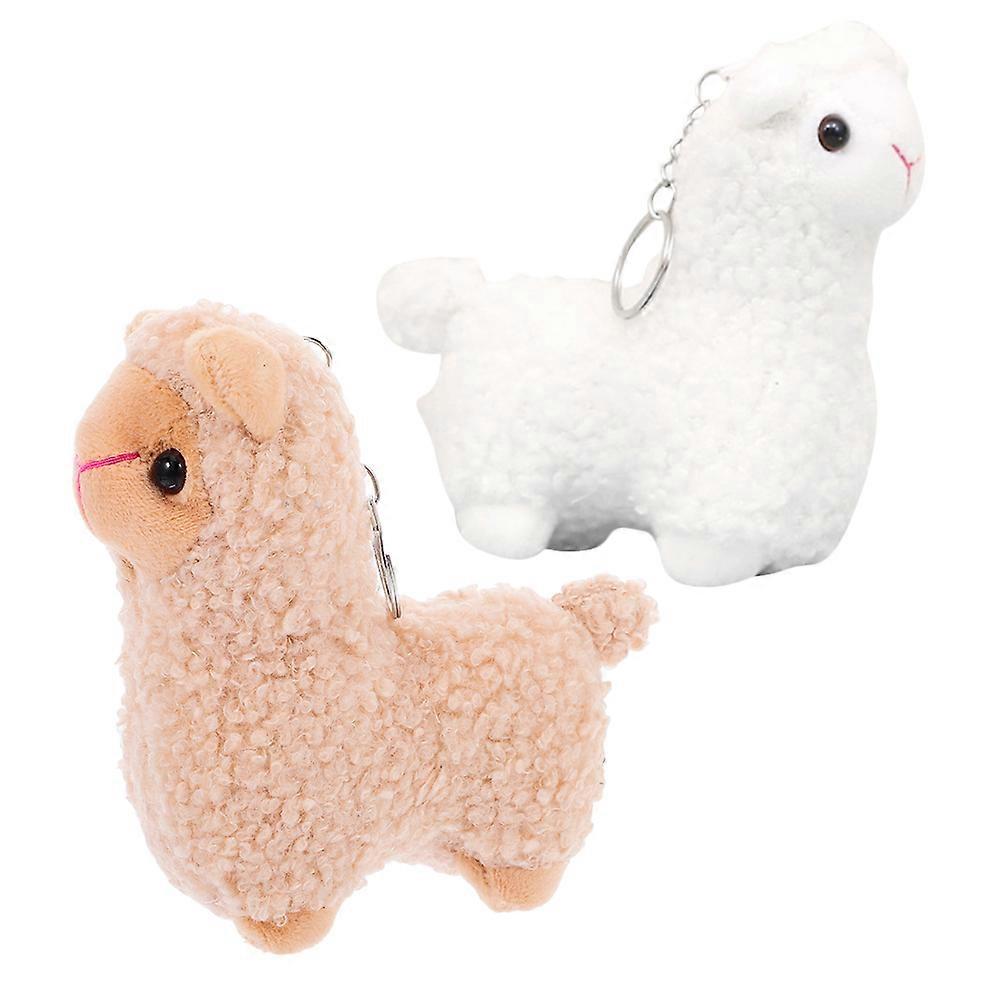 Assorted Color Alpaca Plush Dolls Keychain Mini Stuffed Animals for Key 2Pcs