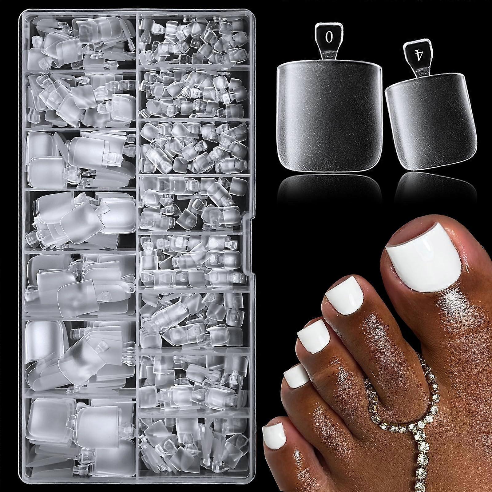 240pcs Matte Square Fake Toe Nails Full Cover Press On Toenails 15 Sizes for DIY Salon Use
