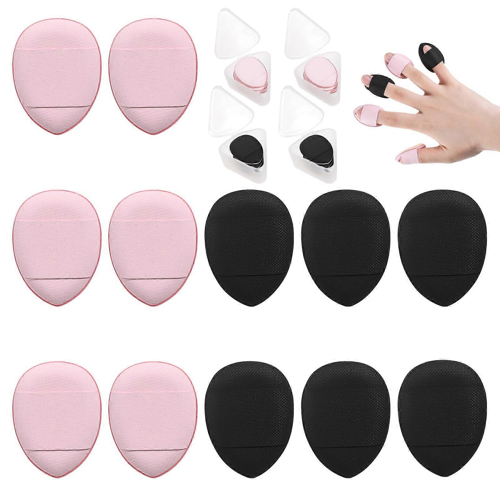 12pcs Mini Makeup Sponge and Powder Puff Set, Teardrop Blender for Foundation Concealer, Reusable with Case, Soft Black Pink