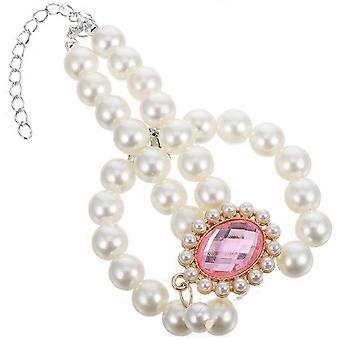 Pink Pet Pearl Necklace for Small Dogs with Adjustable Double Layer Design