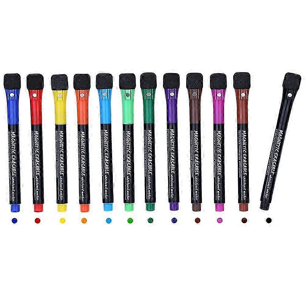 Whiteboard Marker Set 12-Piece Magnetic With Sponge Bullet Tip Dry Erase Markers For Whiteboard Fridge Calendar 1-2 Nib