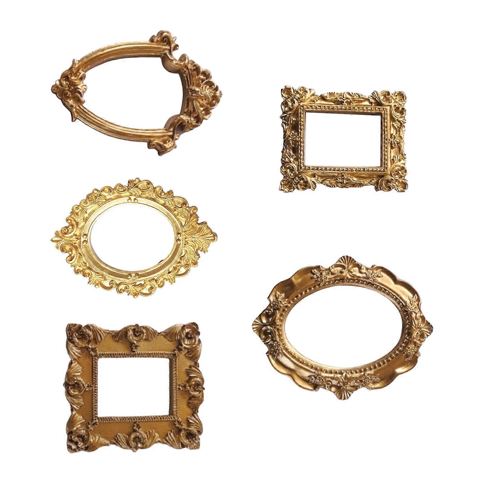 Mini Gold Picture Frame Tiny Baroques Ornate Frame for DIY Jewelry Display Wall Decors Small Resin Antique Photo Frame Multicolor
