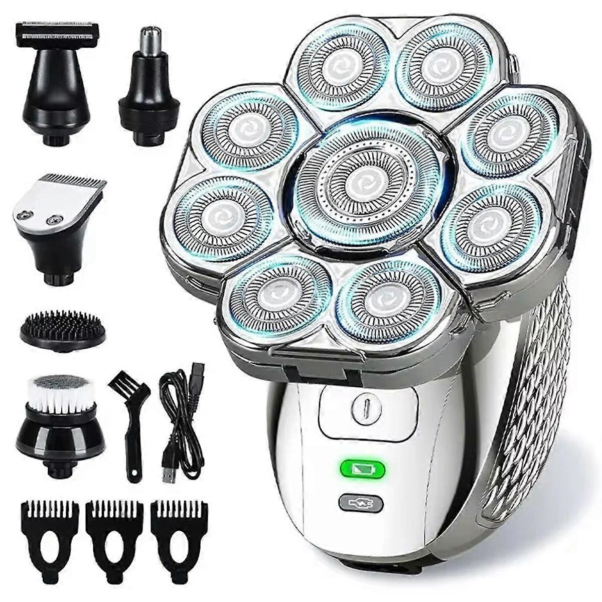 4D Head Shavers for Bald Men, Upgraded 9 Floating Heads 6-in-1 Rechargeable Waterproof Wet Dry Bald