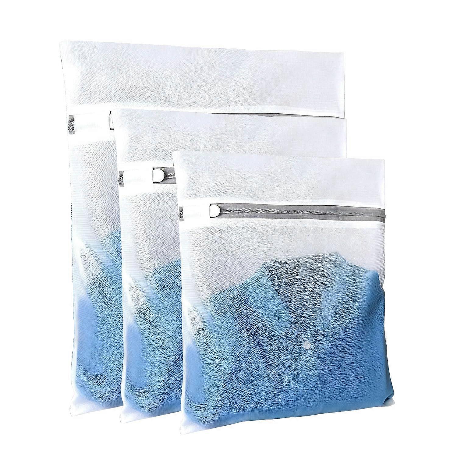 3 Pcs Mesh Laundry Bags for Delicates with Durable Zippers, Prevent Tangling, Dorm and Home Use