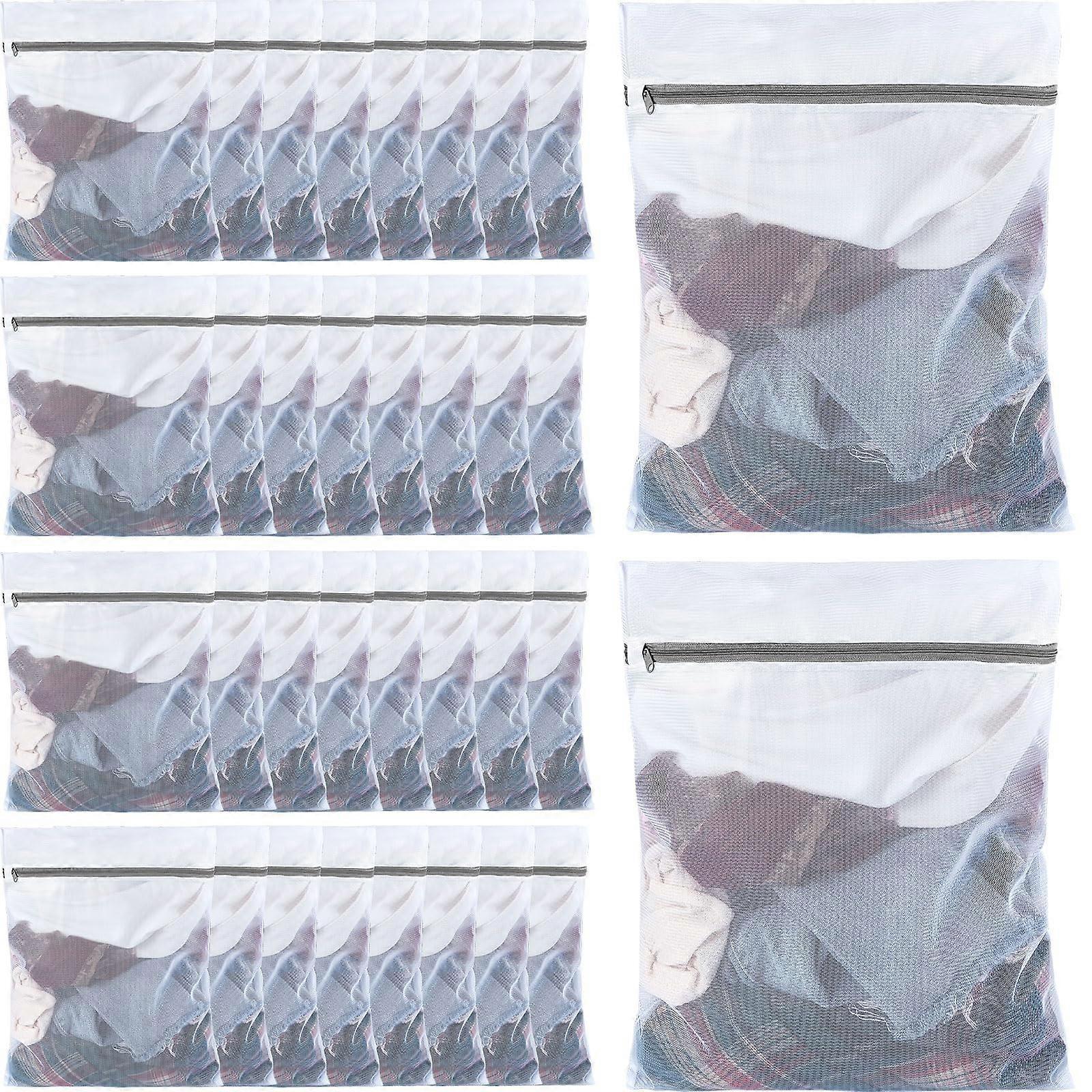 50 Pack Large Mesh Laundry Bags 16x20 with Secure Zipper for Delicates Garment Protection Gray