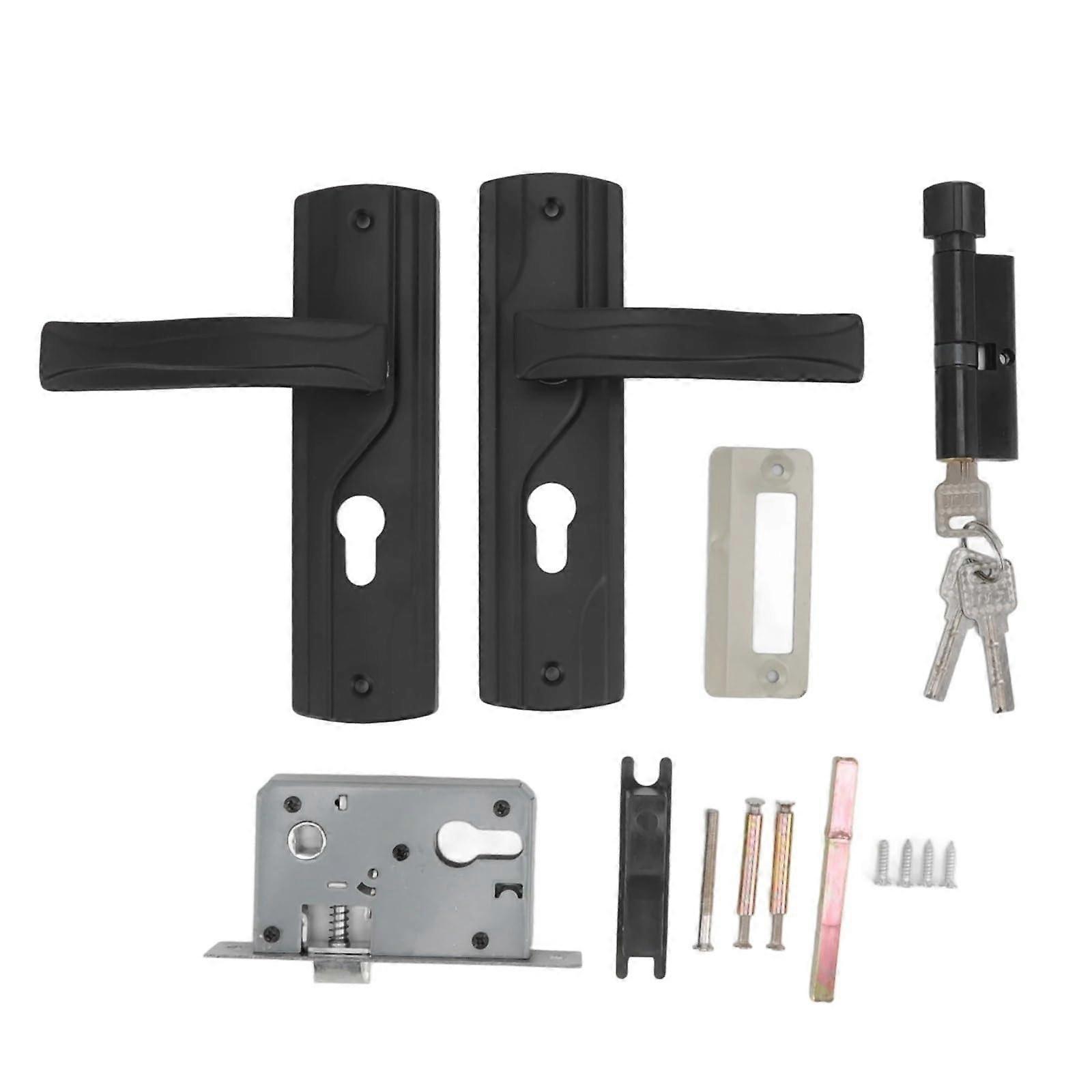 Black Door Lock Set with Keys, Smooth Rotation Interior Handle for Bedroom and Bathroom