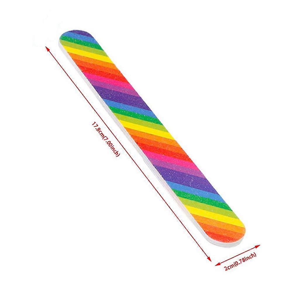 Rainbow Printed Nail Files for Shaping Nail 20Pcs Double Sided Manicure Set