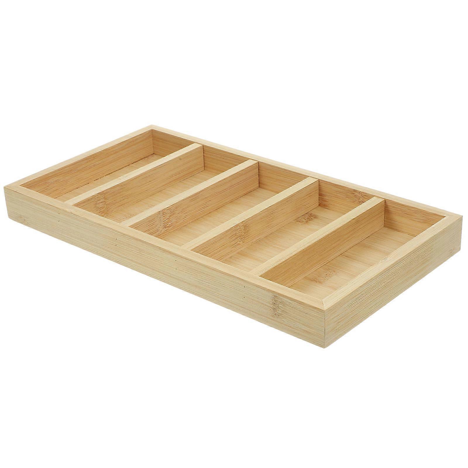 Glasses Organizer Bamboo Tray for Storage Use Featuring Five Compartments