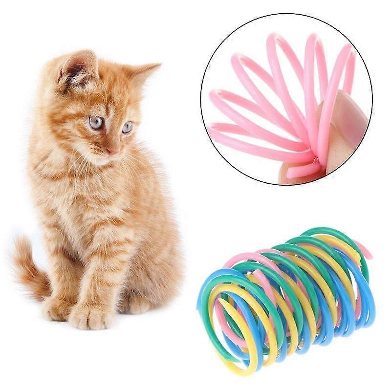 Toy for Cat with 8Pcs Assorted Color Plastic Cat Spring Toys