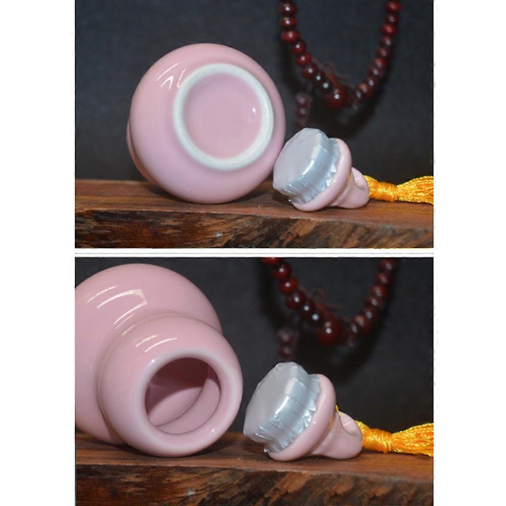 Pink Mini Ceramic Tea Jar for Storage Gourd Shape Bottle