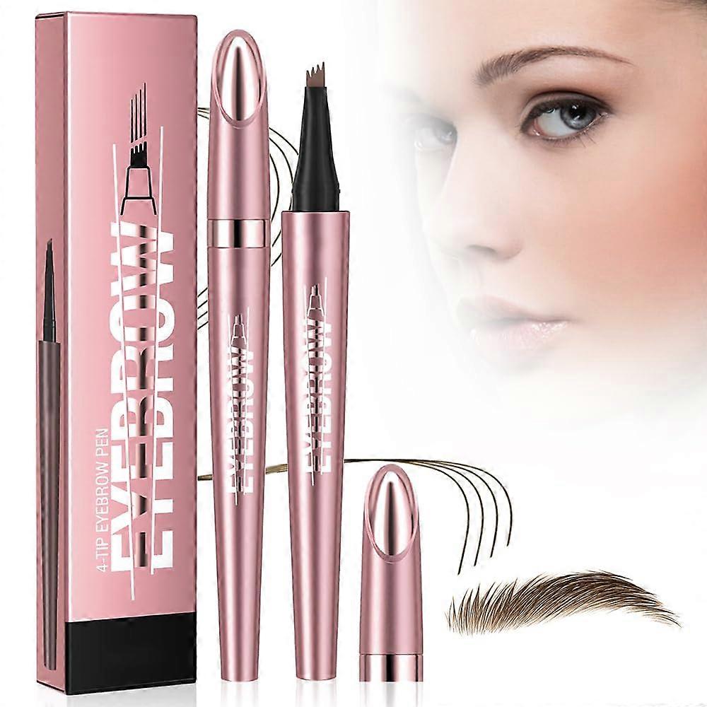 Microblading Eyebrow Pen Waterproof 4 Fork Tip Pencil Natural Long Lasting Light Brown