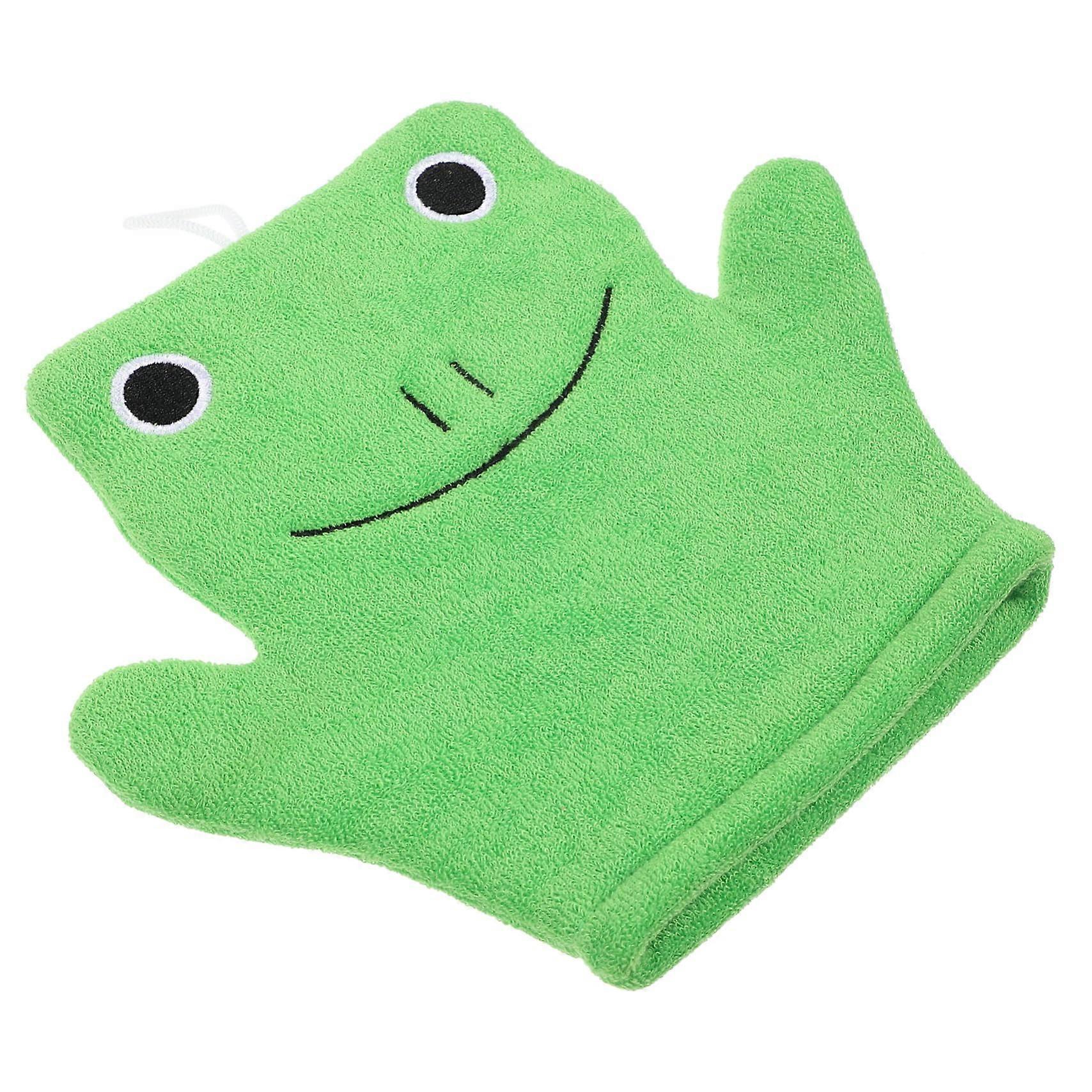Bath Exfoliating Gloves DualSided Cute Frog Design Shower Scrubber Mitt for Gentle Cleansing