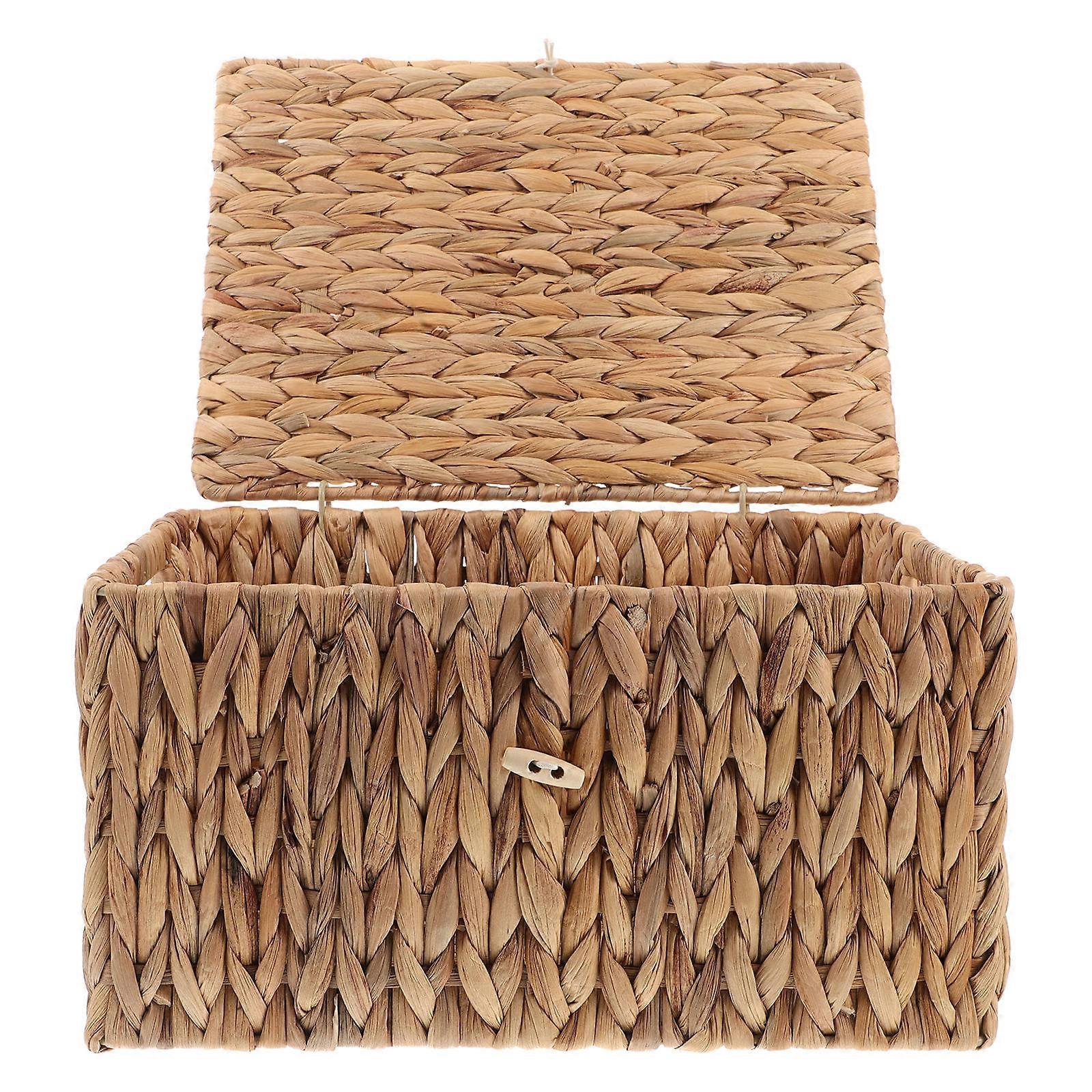 Decorative Basket with Lid Rectangular Storage Basket for Storage