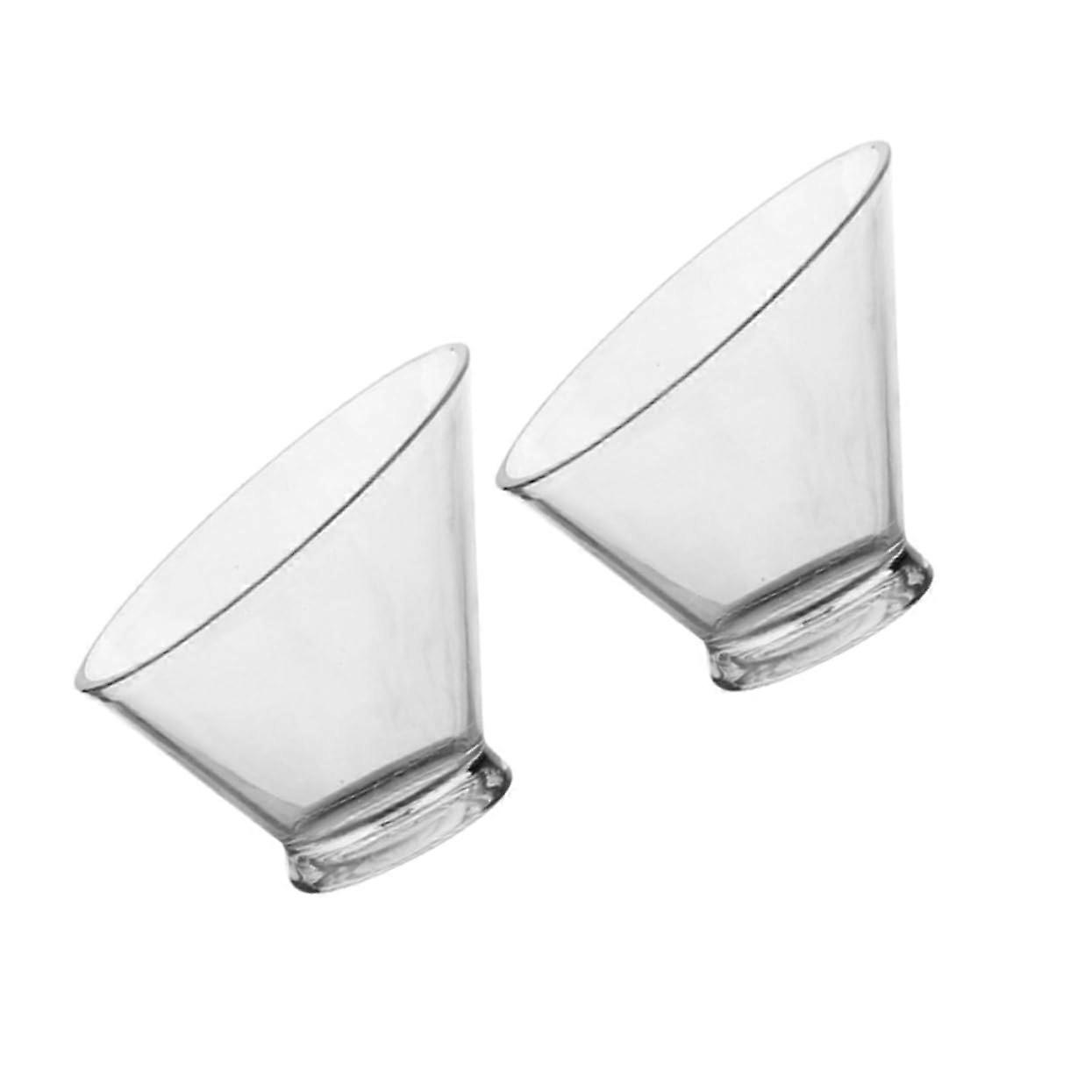 2Pcs Clear Plastic Angled Salad Bowls and Ice Cream Cups for Parties Snacks Vegetables