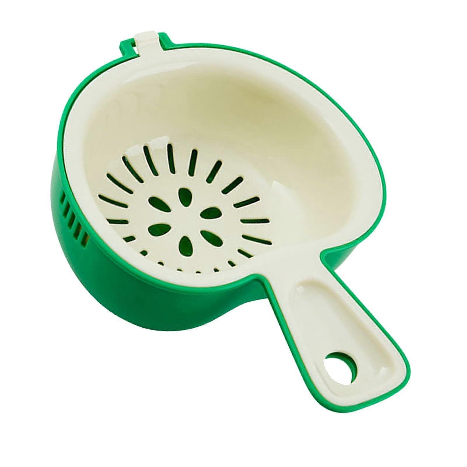 Fruit Strainer Bowl with Handle, Quick Drainage Design, Durable Kitchen Fruit Washing Bowl Green