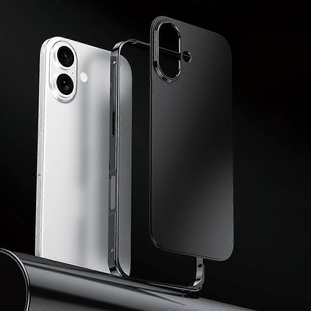 For iPhone 17 Case Locking Buckle Alloy Frame Matte PC Back Phone Cover