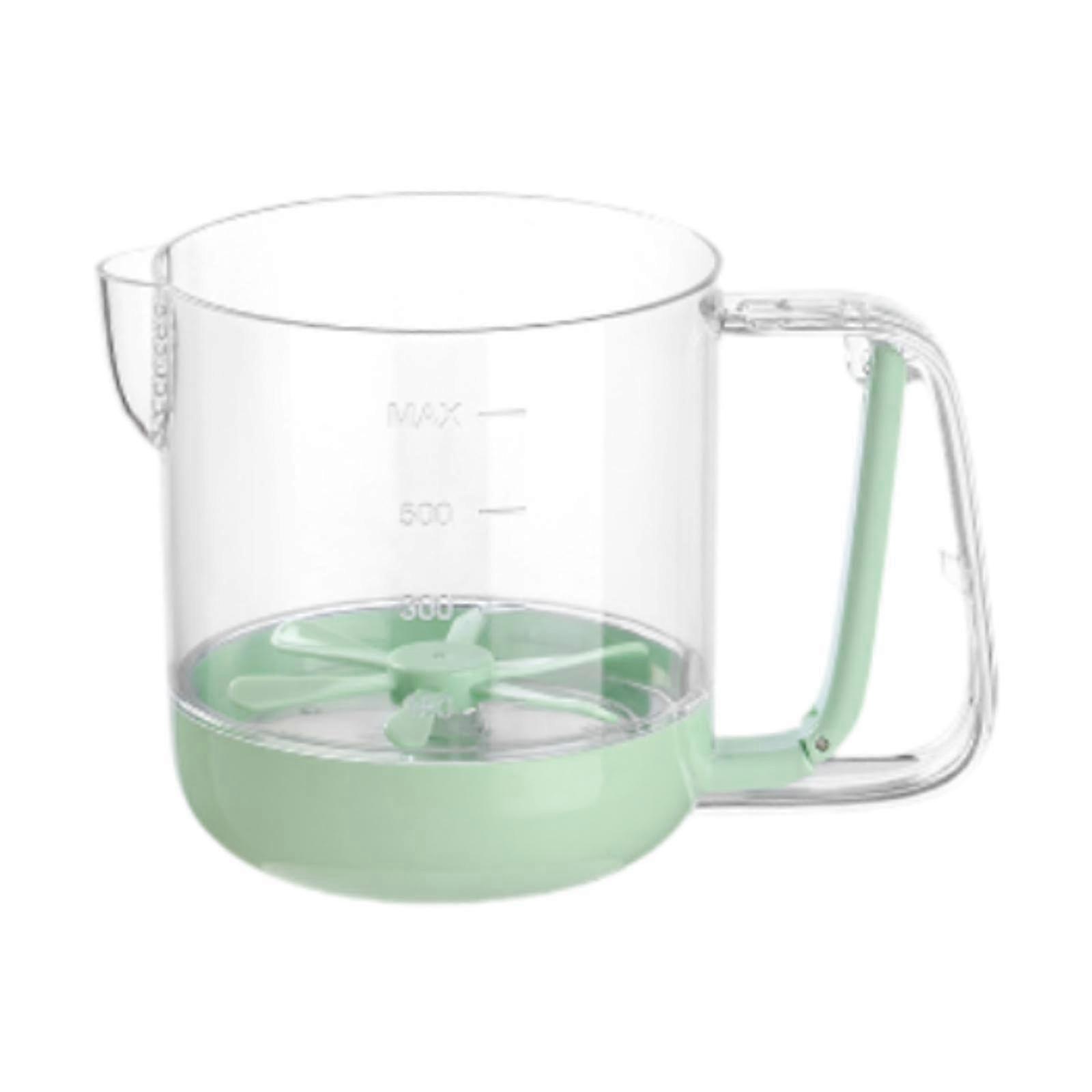 Semi Automatic Handheld Egg Beater with Measurement Line, Compact Manual Mixer for Baking, Green