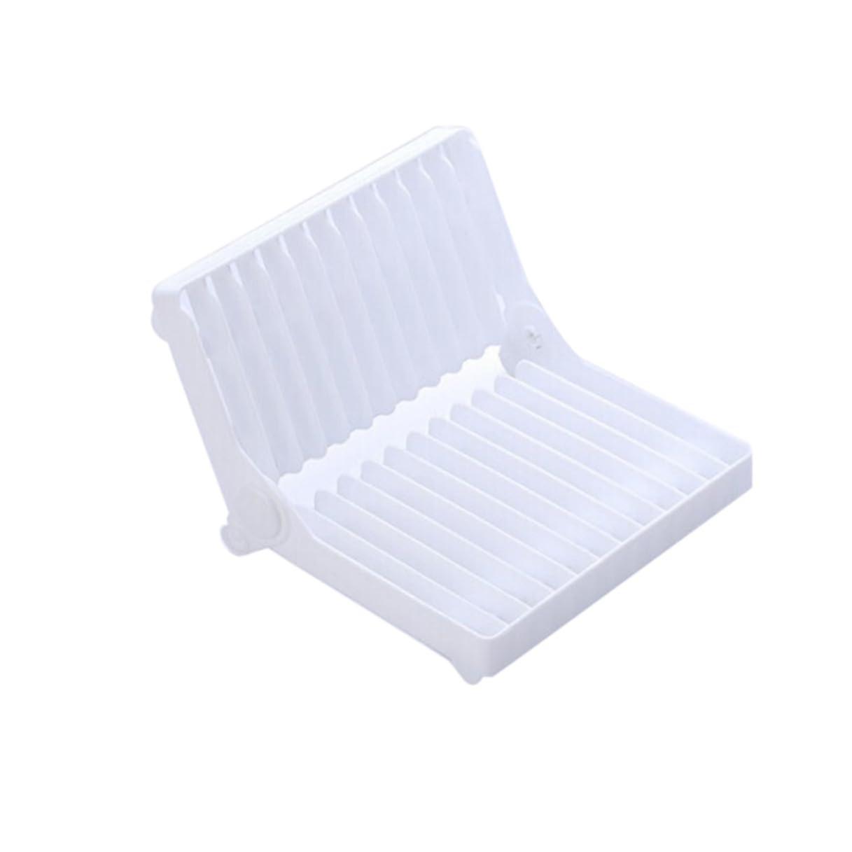Compact Folding Dish Drying Rack White Plastic SpaceSaving Kitchen Counter Organizer for Plates Bowls Cups