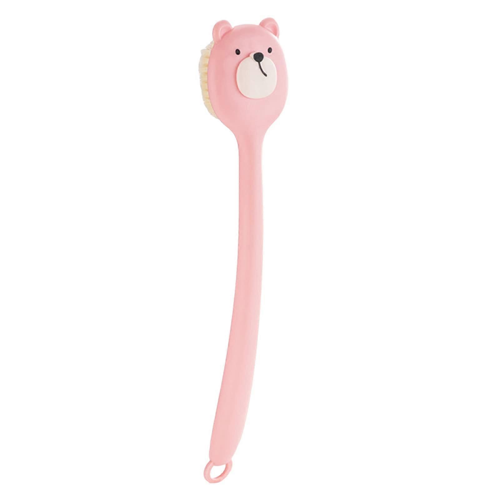 Back Scrubber with Long Handle Soft Bristles for Gentle Deep Cleaning Bath Brush Pink