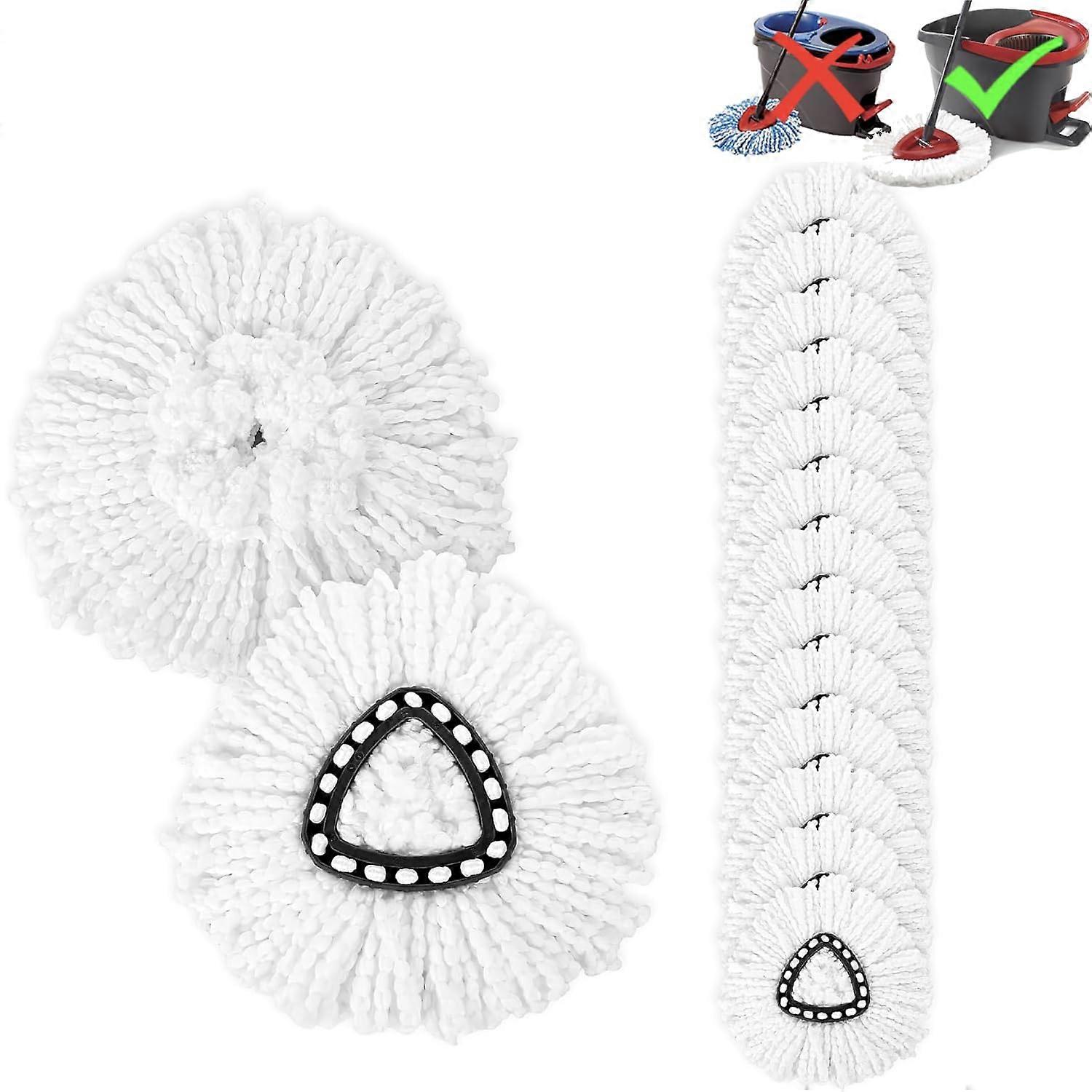 15Pack Spin Mop Replacement Heads, Durable Microfiber Refills for OCedar EasyWring