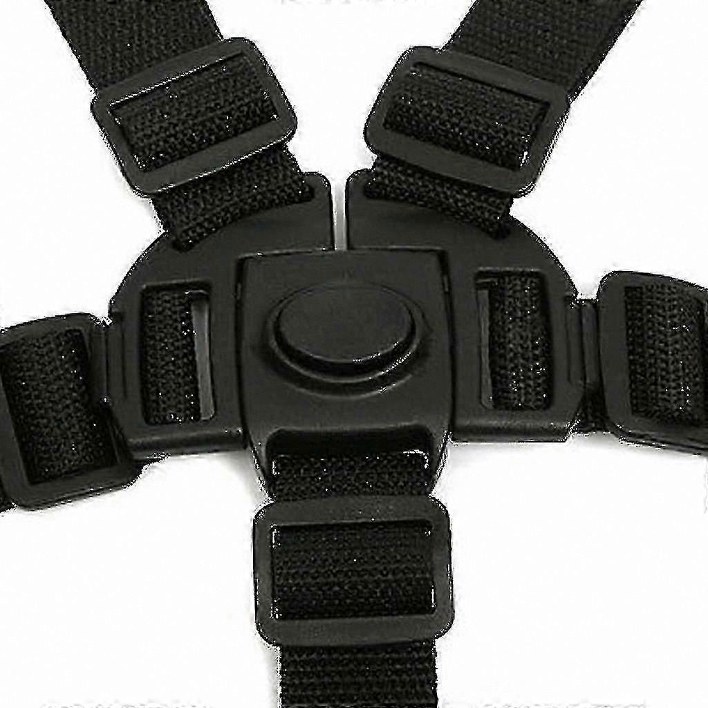 Adjustable 5-Point Safety Harness with Rotating Hook for Strollers, High Chairs, and Buggies (Black)