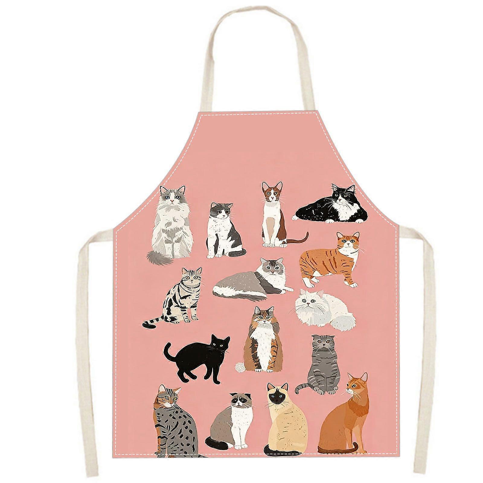 Kitchen Apron With Cartoon Cat Pattern - Perfect Gift For Cooking & Laughing Lovers
