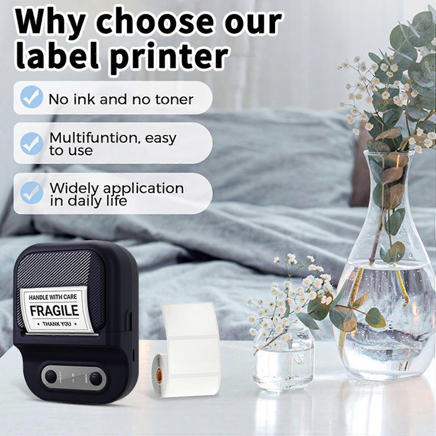 Wireless Mini Portable Printer Label Printer Mobile Thermal Adhesive Label Machine Suitable for Storehouse Express Black