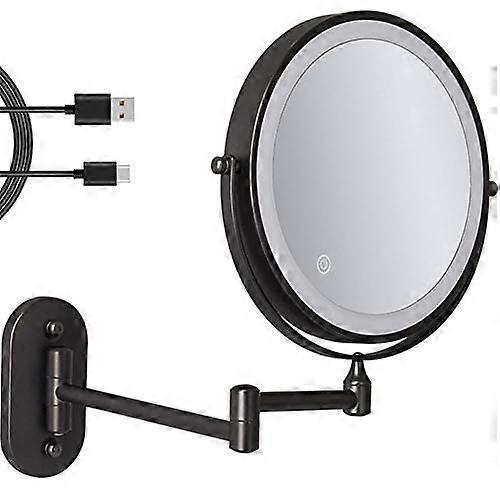 8 Inch Wall Mounted LED Makeup Mirror, Double Sided 1x 7x Magnification, USB Rechargeable, Touch, 3 Light Modes, Extendable Arm
