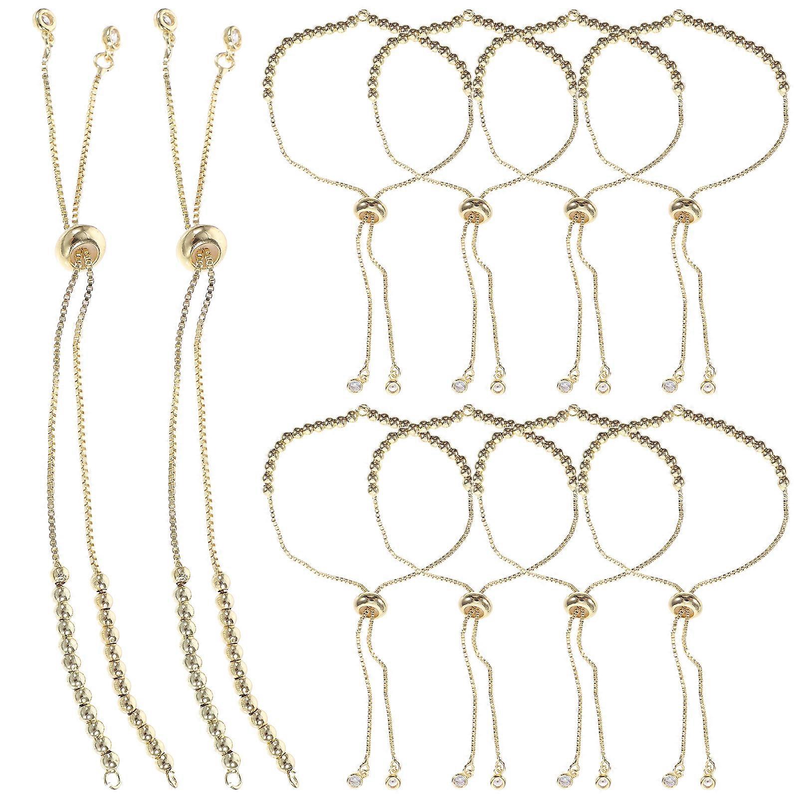 10Pcs Golden Push-Pull Bracelet for Decor Adjustable Copper Bracelets