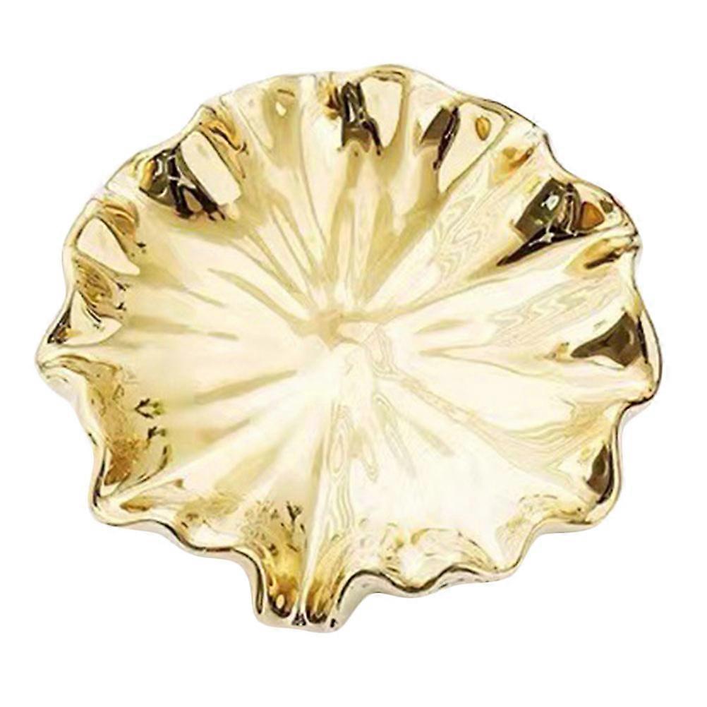Golden Ceramic Soap Dish Holder for Wash Table with Draining Function