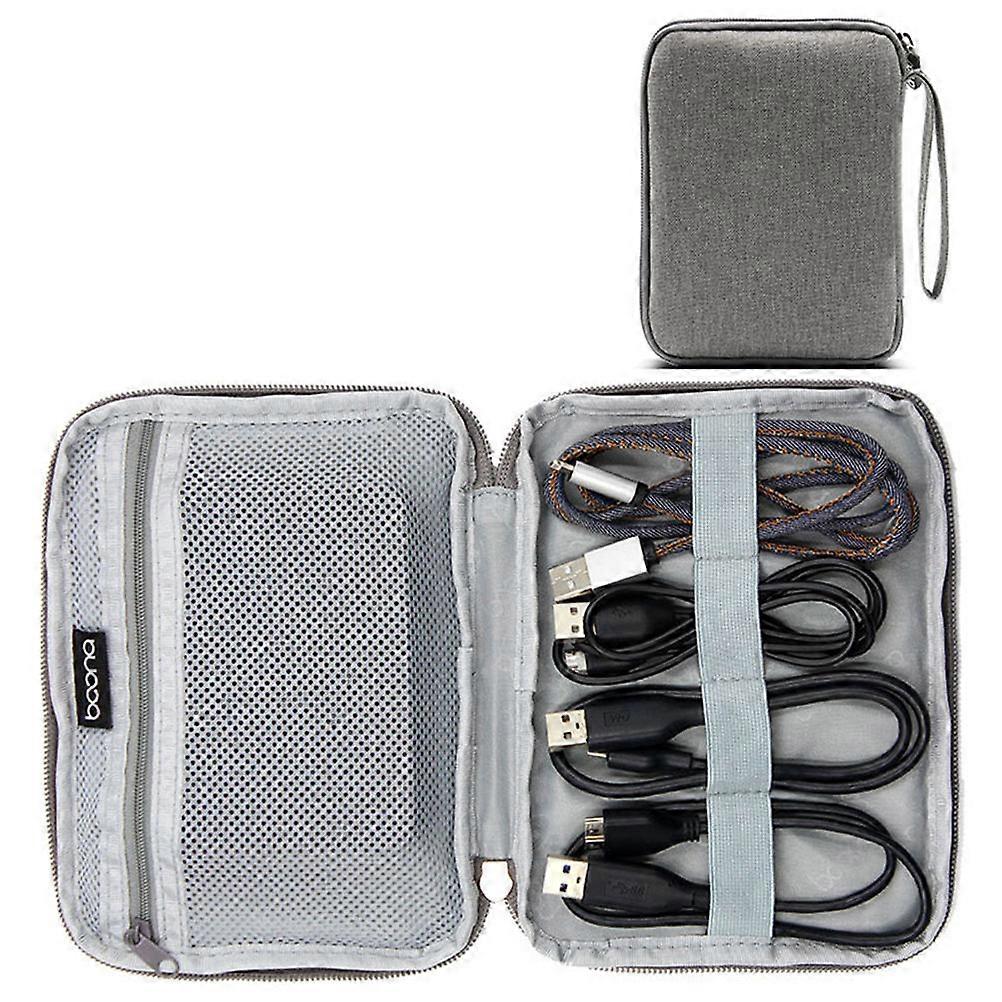 USB Cable Organizer Portable Hard Drive Case for Hard Disk Protection Grey