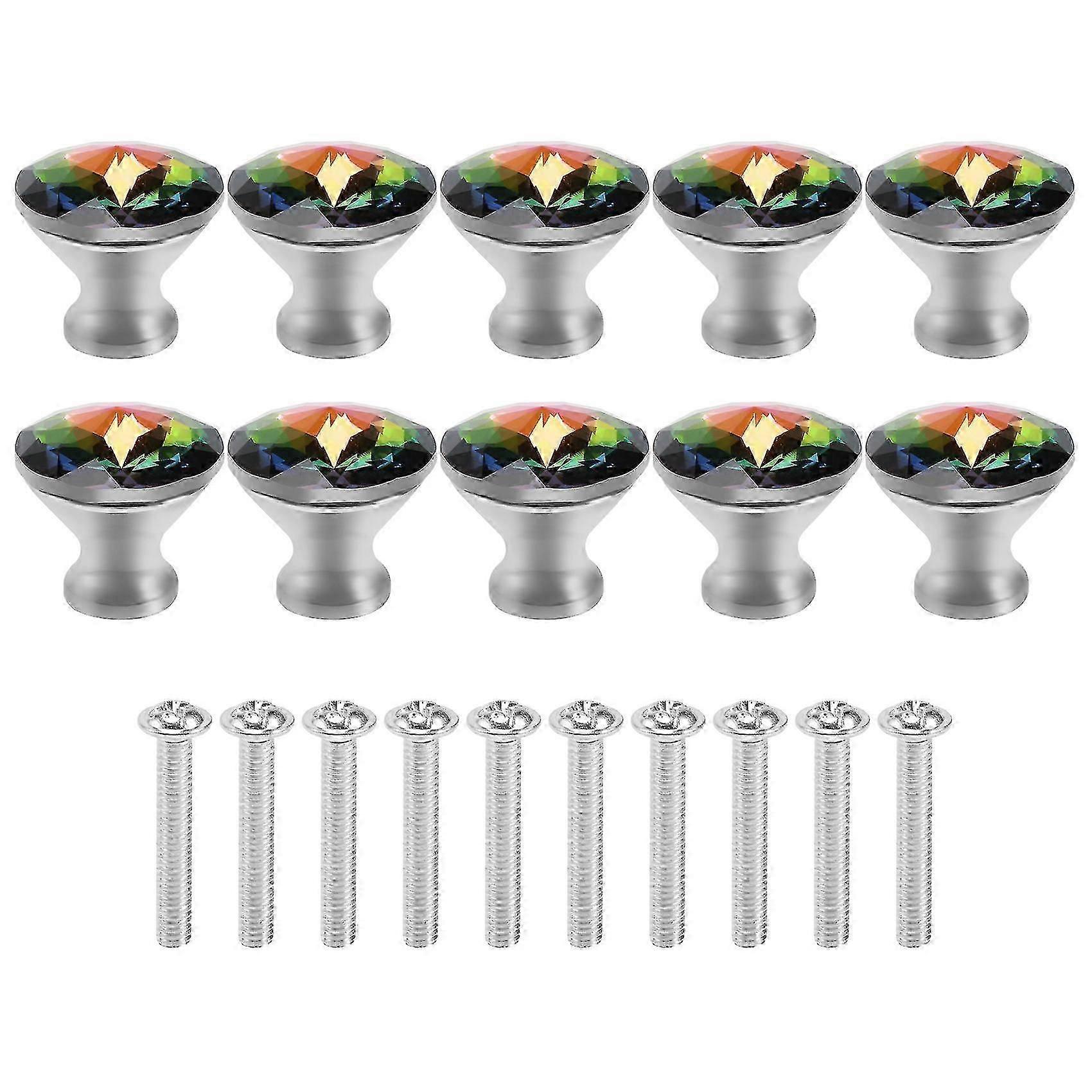 10PCS Colorful Crystal Knobs - Glass Cabinet Knobs Drawer Pulls Handle for Home