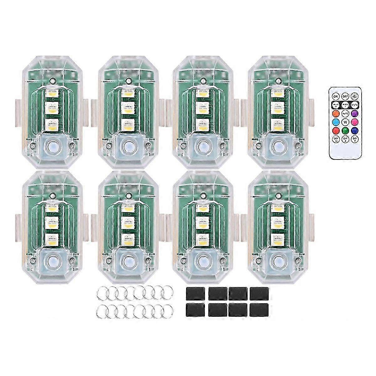 8PCS Wireless USB-C Rechargeable LED Strobe Lights with Remote, IP65 Waterproof, 8-Colour