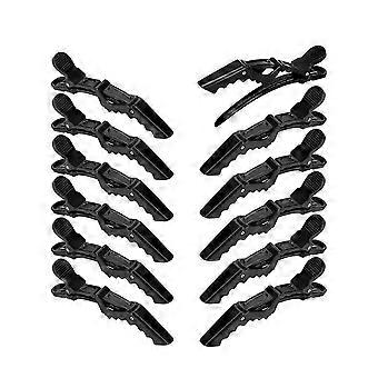 KinZon 12Pcs grampos de cabelo para Styling Sectioning - Dentes largos Double Hinged Design Professional Salon Qualidade Jacaré Grampos de Cabelo (preto)