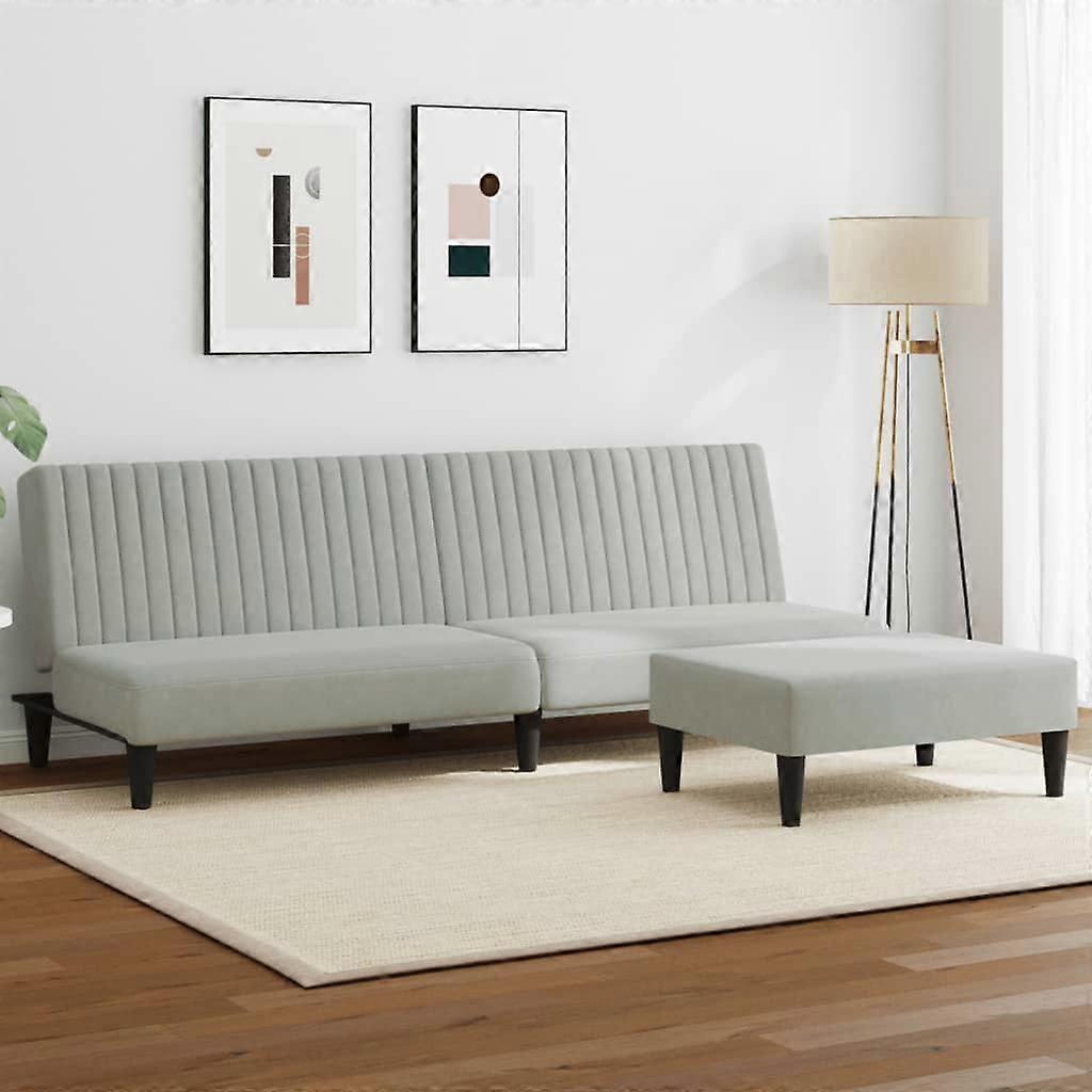2-tlg. Sofagarnitur Hellgrau Samt, SKU: 3216274