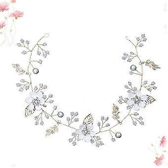 Bridal Headdress Rhinestone Headband Decorative for Girls White 1Pack