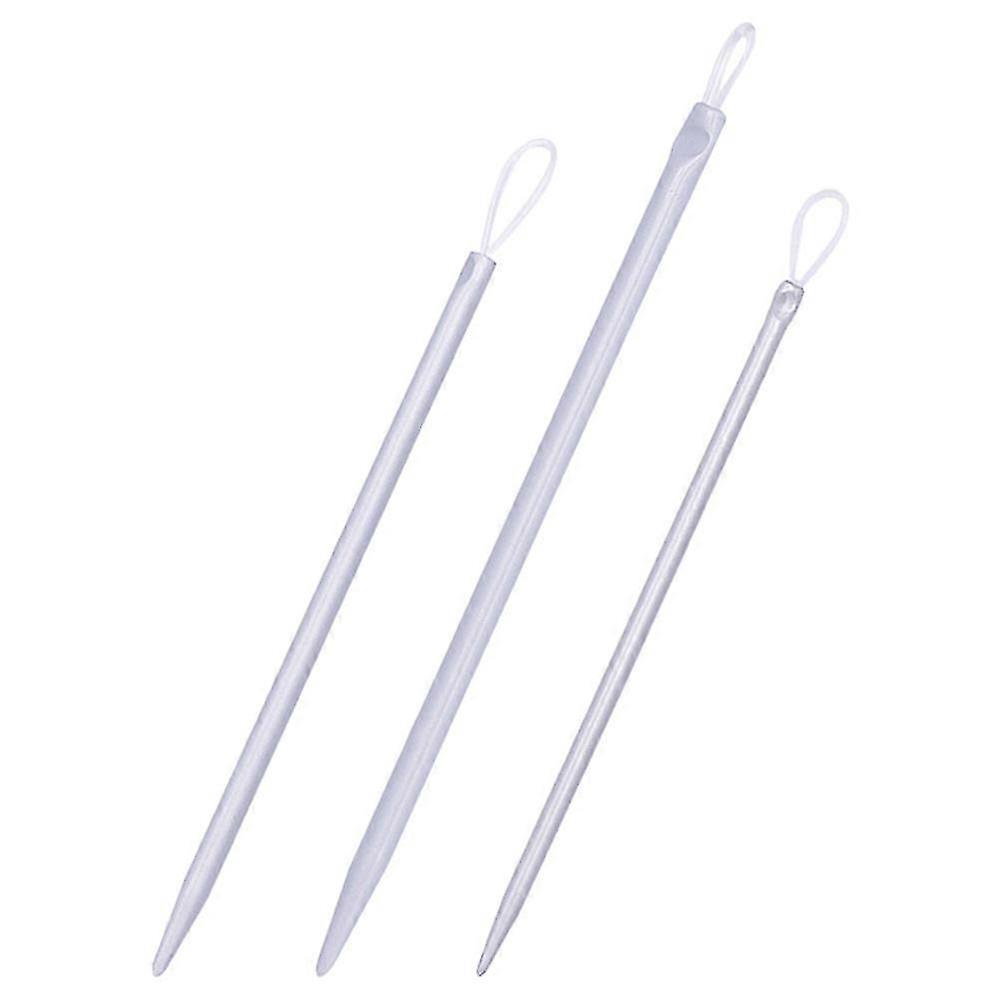 Wool Needles 3Pcs Yarn Threader Sewing Essentials Rod-Shaped Silver Plastic