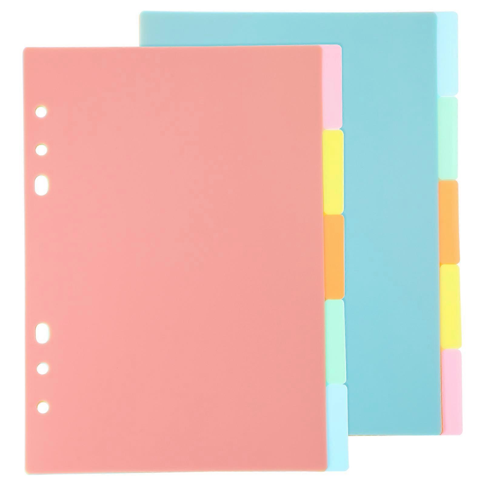 10pcs A5 Binder Dividers Labels Insertable Multicolor Plastic Tab for Office