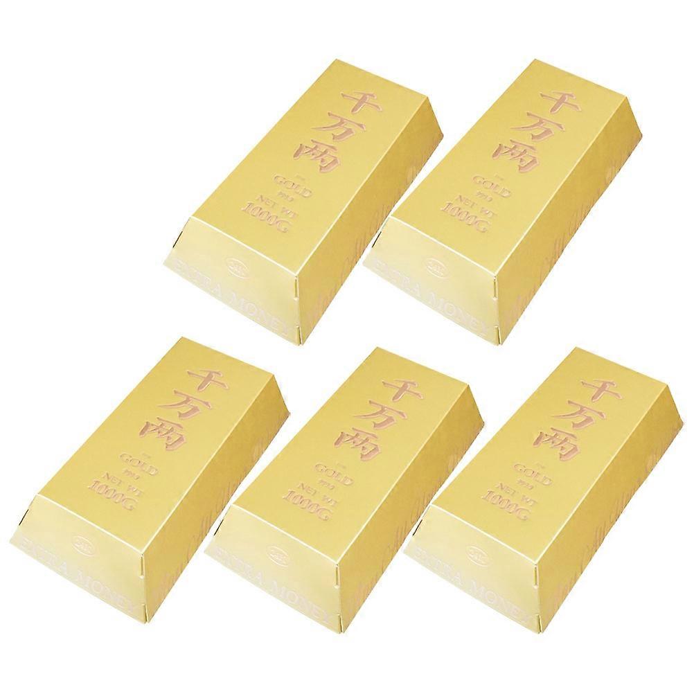 5Pcs Paper Gold Bar Candy Boxes Themed Party Present Cases Multi-function Cookies Boxes