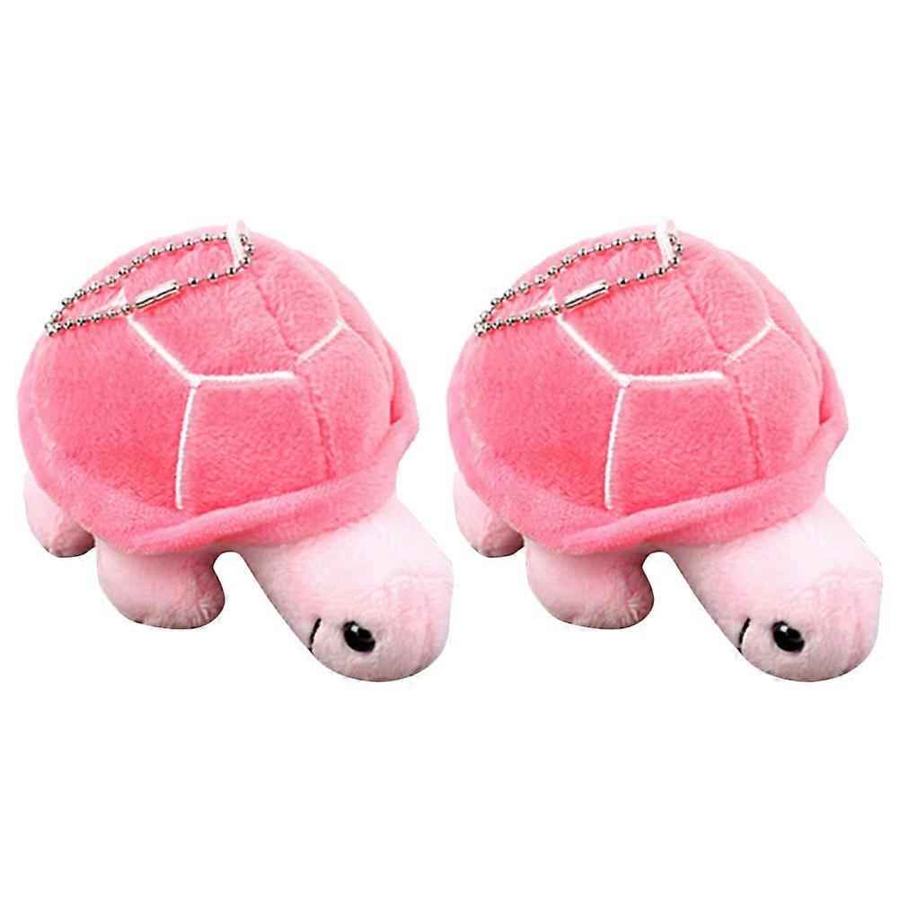 Pink Plush Turtle Keychain for Hanging Decor 2Pcs Tiny Stuffed Plush Turtle Dolls