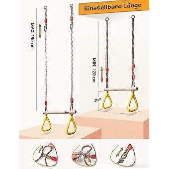 Trapezoidal Multi-function Swing Children's Wood With Plastic Gymnastic Rings For Hanging Up To A Load Of 120kg