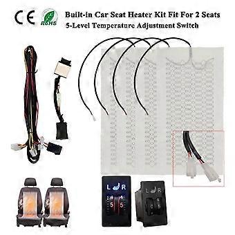 Autositzheizungs-Set für 2 Sitze, 12 V, universelle Kohlefaser-Heizkissen, 2 Drehregler, 5-stufiges Doppelsteuerungsschaltersystem, Winterwärmer